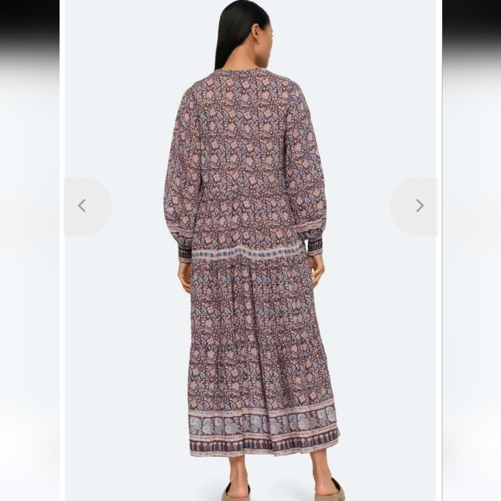 Sea New York Amaki Lilac Whimsical Cottagecore Bohemian Floral Maxi Dress L Bx22 - Picture 3 of 16